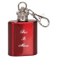 Flasks, 1 oz. Gloss Red, Stainless Steel with Clip